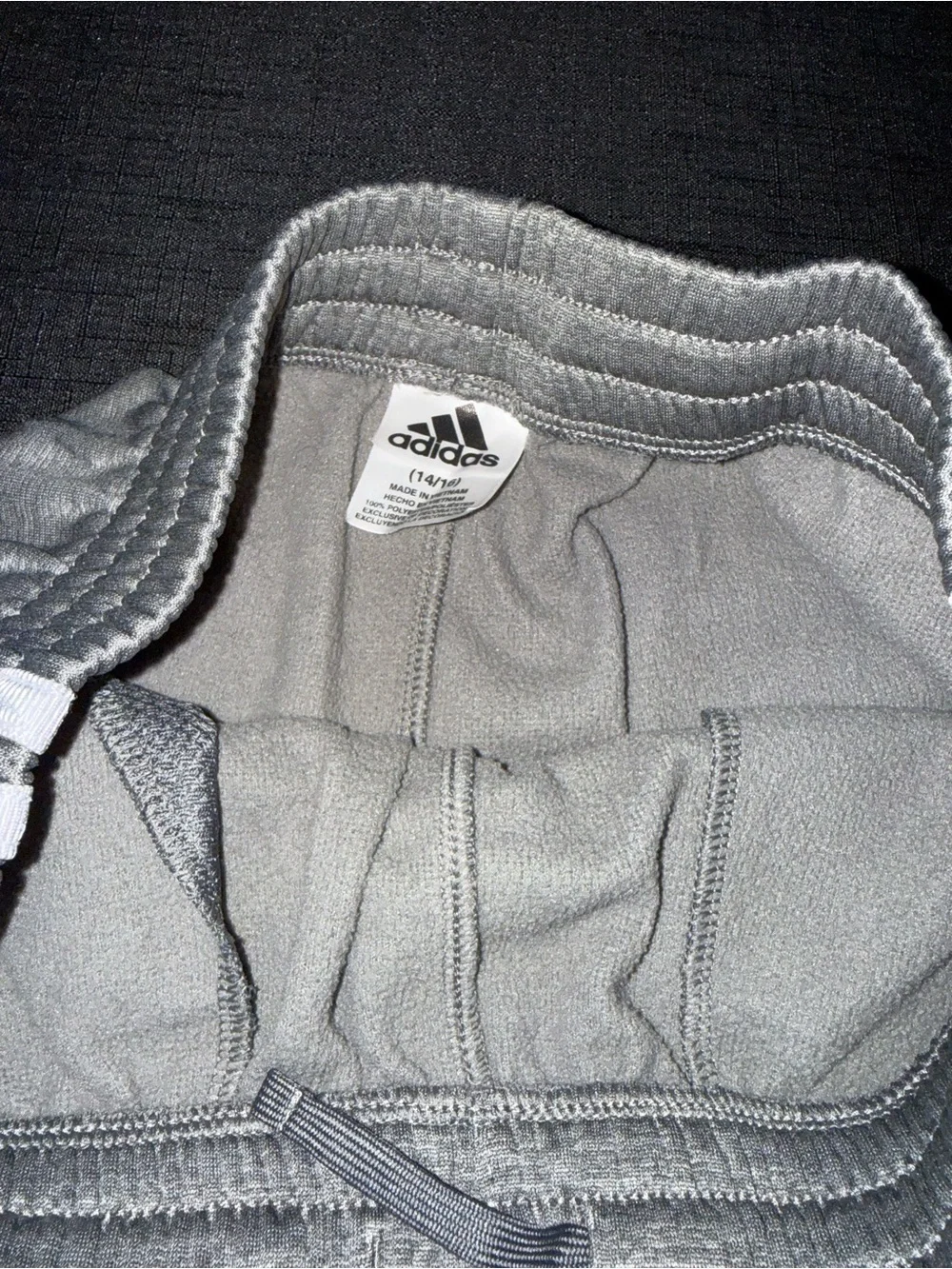 adidas Kids Charcoal Gray Jogger Sweatpants with White Side Stripes